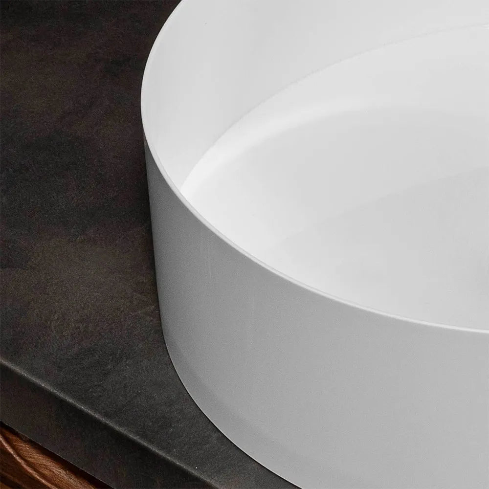 Lavabo da appoggio tondo 40 cm in acciaio inox bianco opaco  Goya