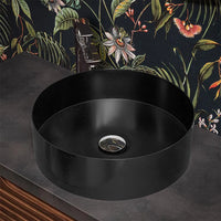 Lavabo da appoggio tondo 40 cm in acciaio inox nero opaco  Goya