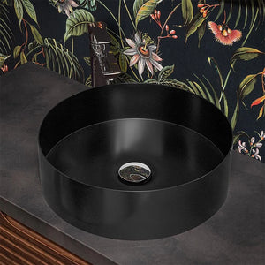 Lavabo da appoggio tondo 40 cm in acciaio inox nero opaco  Goya