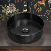 Lavabo da appoggio tondo 40 cm in acciaio inox nero opaco  Goya