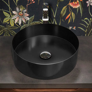 Lavabo da appoggio tondo 40 cm in acciaio inox nero opaco  Goya