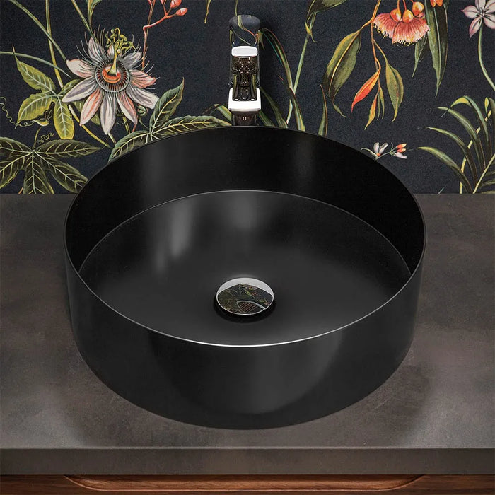 Lavabo da appoggio tondo 40 cm in acciaio inox nero opaco  Goya