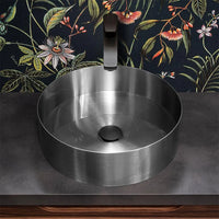 Lavabo da appoggio tondo 40 cm in acciaio inox satinato  Goya