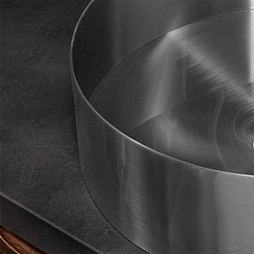 Lavabo da appoggio tondo 40 cm in acciaio inox satinato  Goya