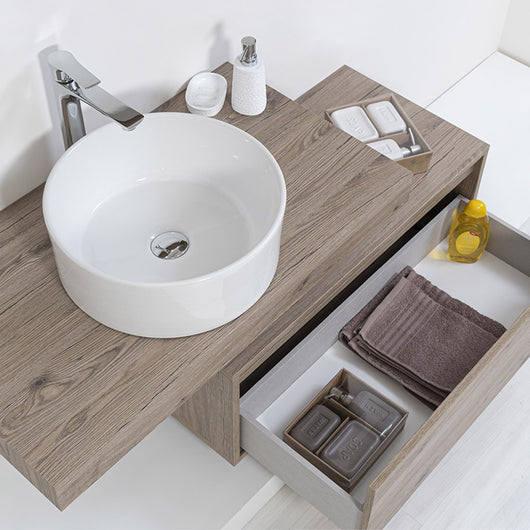Lavabo da appoggio tondo a ciotola 40 cm in ceramica bianco lucido