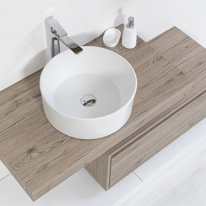 Lavabo da appoggio tondo a ciotola 40 cm in ceramica bianco lucido