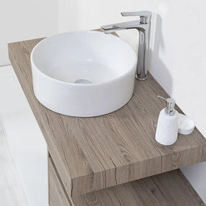 Lavabo da appoggio tondo a ciotola 40 cm in ceramica bianco lucido