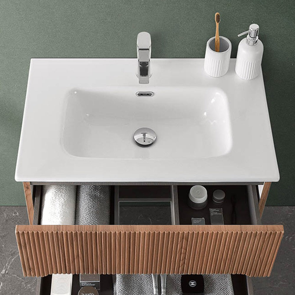 Lavabo da incasso 70x46 cm in ceramica bianco lucido