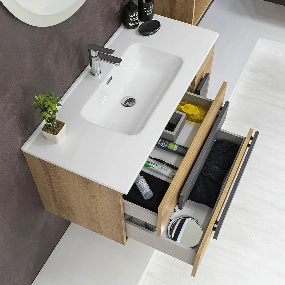 Lavabo da incasso 80x46 cm in ceramica bianco lucido