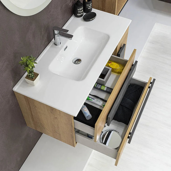Lavabo da incasso 80x46 cm in ceramica bianco lucido