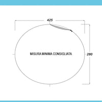 Lavabo da incasso soprapiano ovale 56x46 cm in ceramica lucida