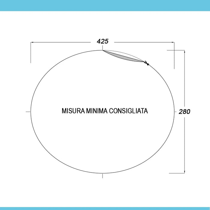 Lavabo da incasso soprapiano ovale 56x46 cm in ceramica lucida