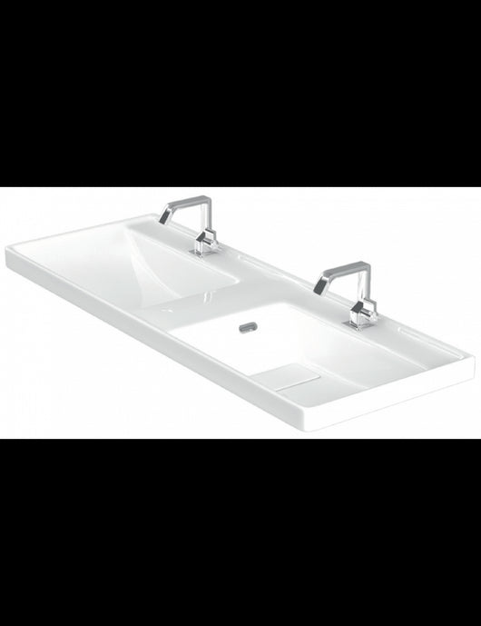 Lavabo doppio rettangolare sospeso QUATTRO 120x47x19 cm