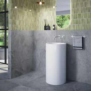 Lavabo freestanding tondo 46cm in ceramica bianco lucido con troppopieno | Baltico