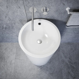 Lavabo freestanding tondo 46cm in ceramica bianco lucido con troppopieno | Baltico