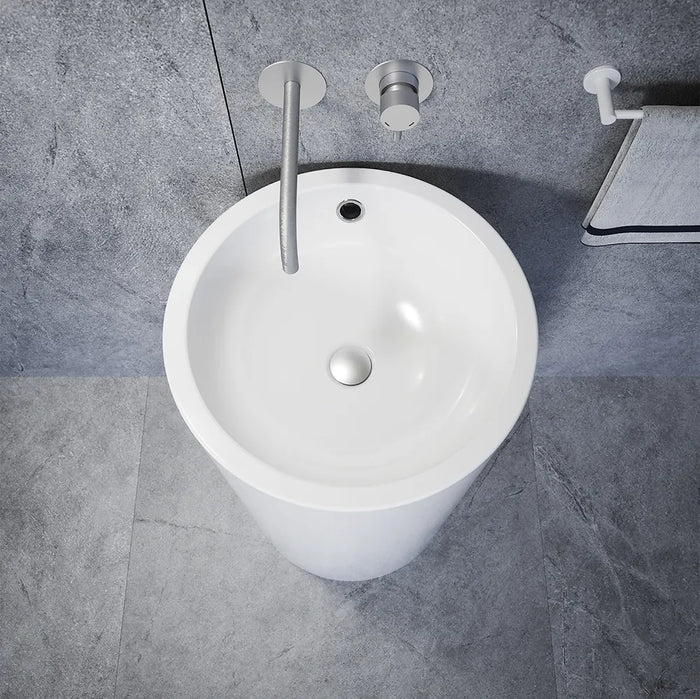 Lavabo freestanding tondo 46cm in ceramica bianco lucido con troppopieno | Baltico