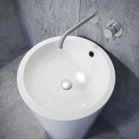 Lavabo freestanding tondo 46cm in ceramica bianco lucido con troppopieno | Baltico