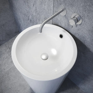 Lavabo freestanding tondo 46cm in ceramica bianco lucido con troppopieno | Baltico