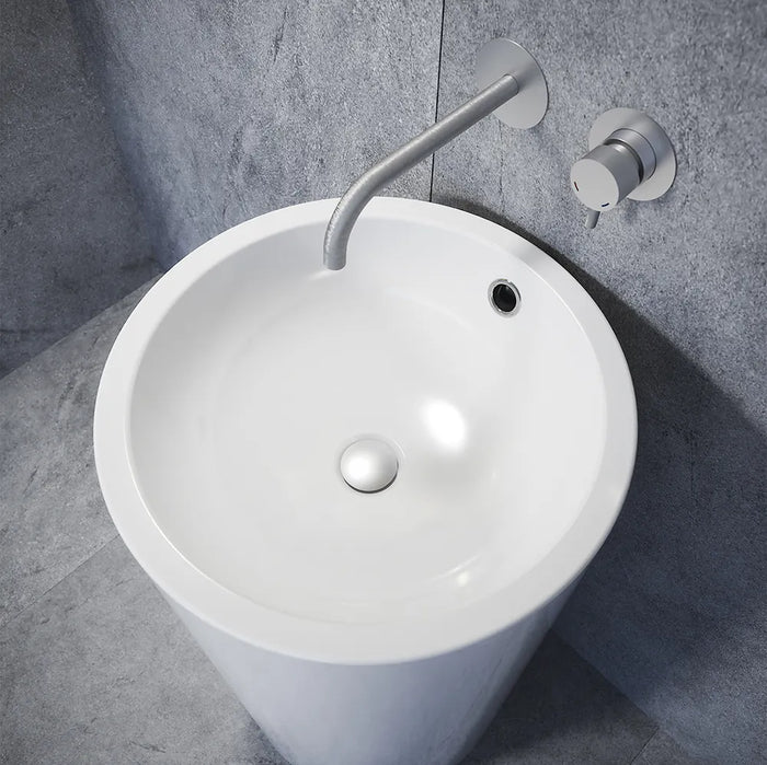 Lavabo freestanding tondo 46cm in ceramica bianco lucido con troppopieno | Baltico