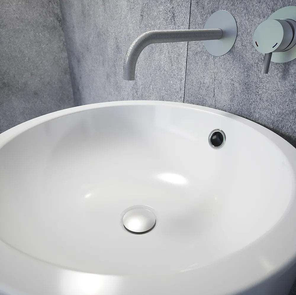 Lavabo freestanding tondo 46cm in ceramica bianco lucido con troppopieno | Baltico