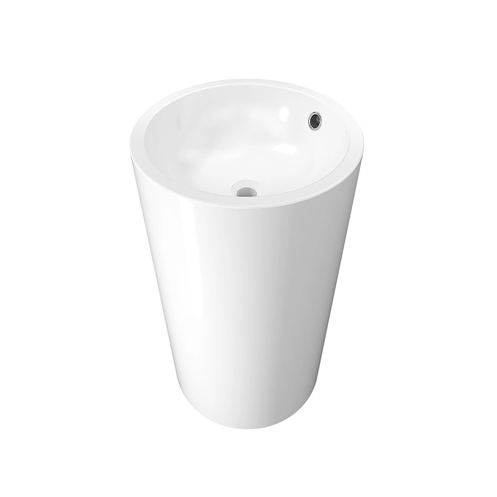 Lavabo freestanding tondo 46cm in ceramica bianco lucido con troppopieno | Baltico
