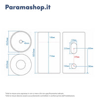 Lavabo freestanding tondo 46cm in ceramica bianco lucido con troppopieno | Baltico