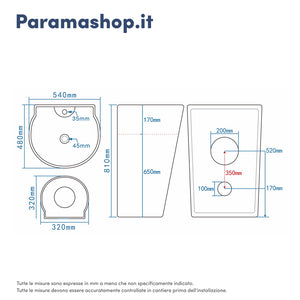 Lavabo freestanding 54x48 cm in ceramica bianco lucido | Bering