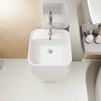 Lavabo freestanding diam. 47cm in ceramica bianco lucido con troppopieno | Bohai