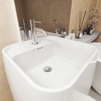 Lavabo freestanding diam. 47cm in ceramica bianco lucido con troppopieno | Bohai