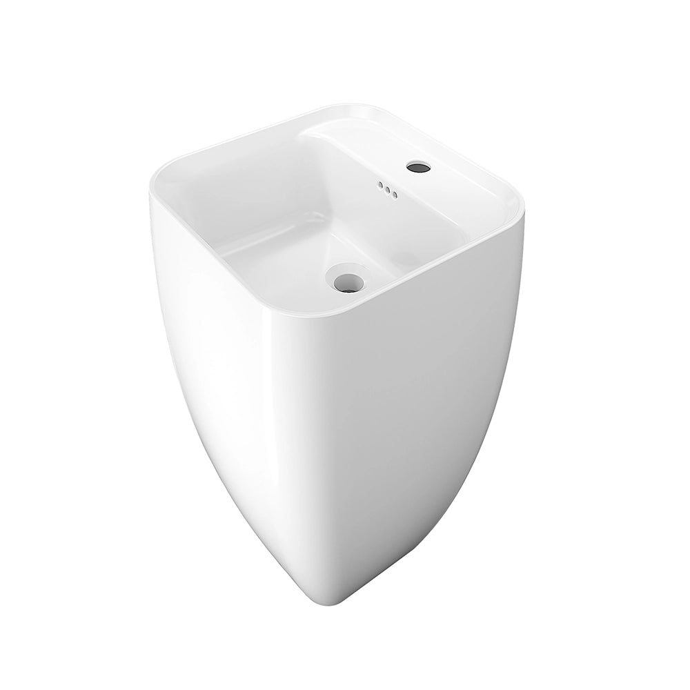Lavabo freestanding diam. 47cm in ceramica bianco lucido con troppopieno | Bohai