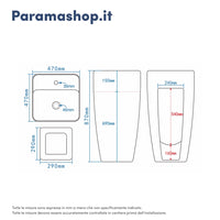 Lavabo freestanding diam. 47cm in ceramica bianco lucido con troppopieno | Bohai