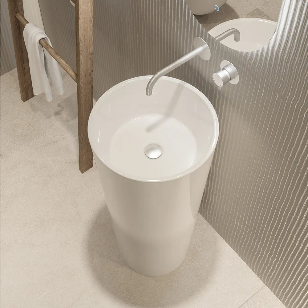 Lavabo freestanding tondo diam. 40cm in ceramica bianco lucido | Egeo