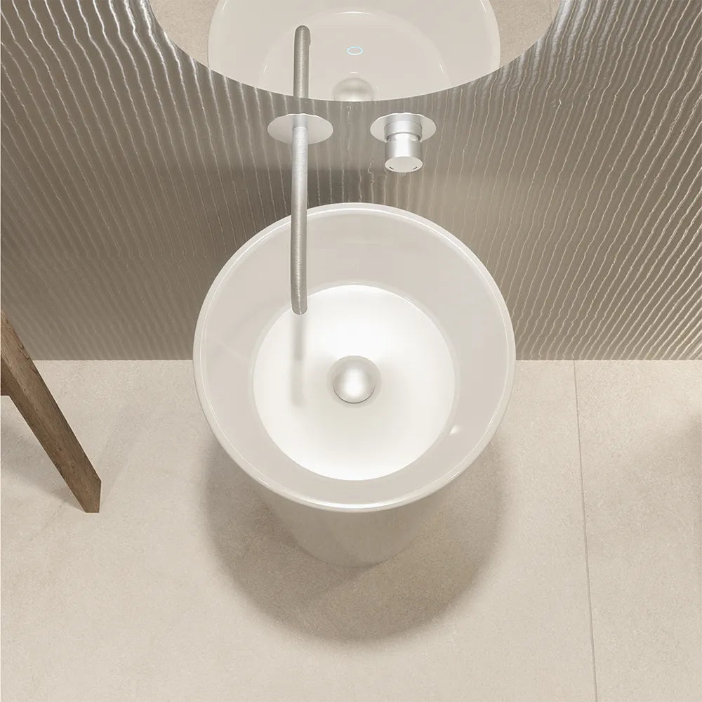 Lavabo freestanding tondo diam. 40cm in ceramica bianco lucido | Egeo