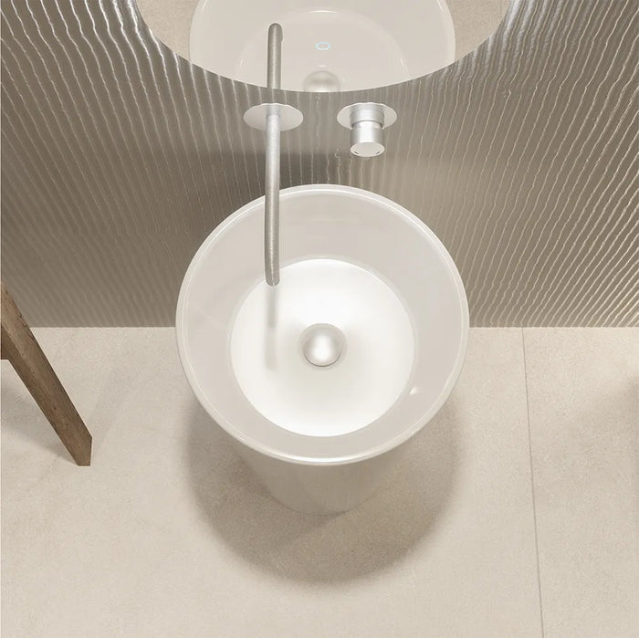Lavabo freestanding tondo diam. 40cm in ceramica bianco lucido | Egeo