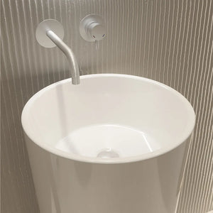 Lavabo freestanding tondo diam. 40cm in ceramica bianco lucido | Egeo