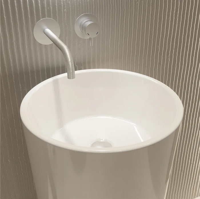 Lavabo freestanding tondo diam. 40cm in ceramica bianco lucido | Egeo
