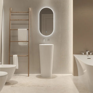 Lavabo freestanding tondo diam. 40 cm in ceramica bianco opaco | Egeo