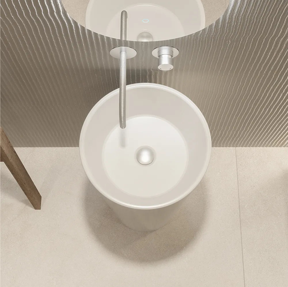 Lavabo freestanding tondo diam. 40 cm in ceramica bianco opaco | Egeo
