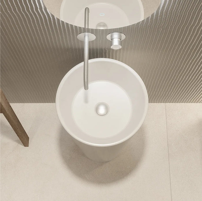Lavabo freestanding tondo diam. 40 cm in ceramica bianco opaco | Egeo