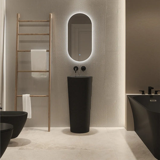 Lavabo freestanding tondo diam. 40cm in ceramica nero opaco | Egeo