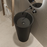 Lavabo freestanding tondo diam. 40cm in ceramica nero opaco | Egeo