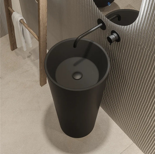 Lavabo freestanding tondo diam. 40cm in ceramica nero opaco | Egeo