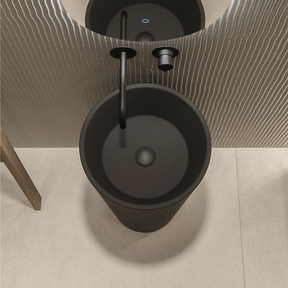 Lavabo freestanding tondo diam. 40cm in ceramica nero opaco | Egeo