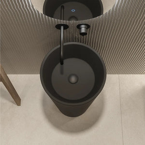 Lavabo freestanding tondo diam. 40cm in ceramica nero opaco | Egeo
