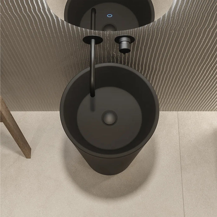 Lavabo freestanding tondo diam. 40cm in ceramica nero opaco | Egeo