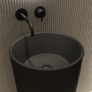 Lavabo freestanding tondo diam. 40cm in ceramica nero opaco | Egeo