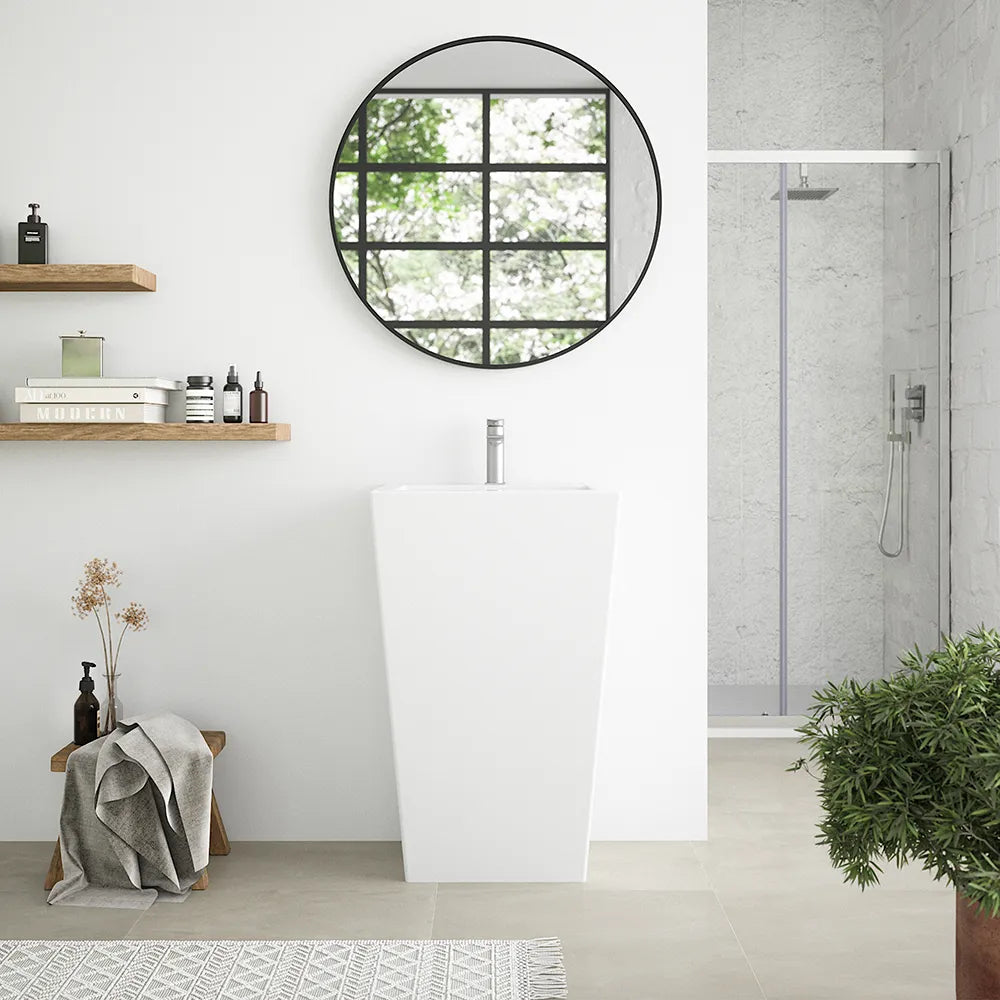 Lavabo freestanding 53x47cm in ceramica bianco lucido con troppopieno | Kara