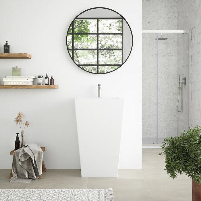 Lavabo freestanding 53x47cm in ceramica bianco lucido con troppopieno | Kara