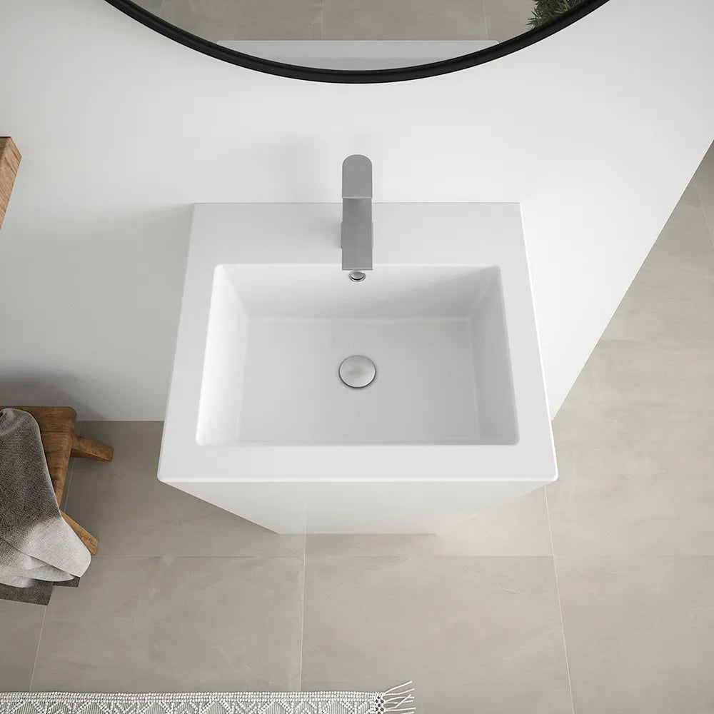 Lavabo freestanding 53x47cm in ceramica bianco lucido con troppopieno | Kara
