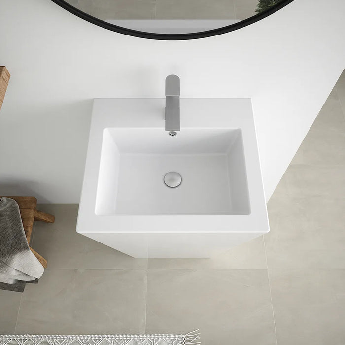 Lavabo freestanding 53x47cm in ceramica bianco lucido con troppopieno | Kara
